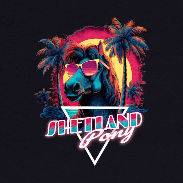 Retro Wave Shetland Pony Horse Miami Vibe by Miami Neon Designs